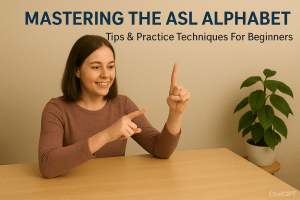 Hand signs showing the ASL alphabet A to Z